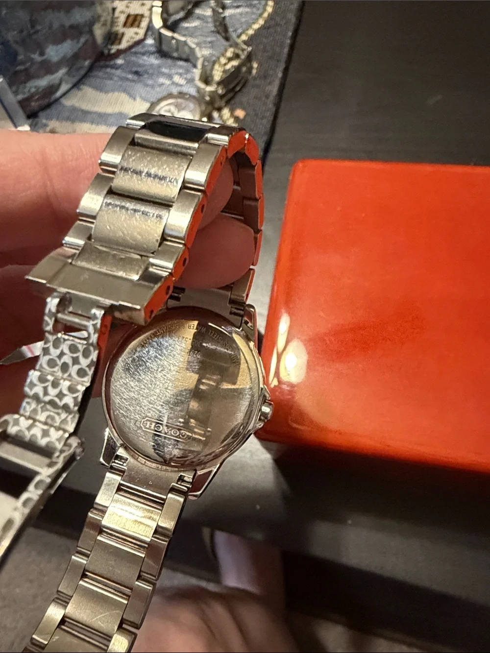 Coach Silver-Tone Signature Pattern Bracelet Watch